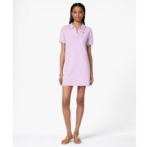Kate Spade Ruffle Collar Logo Cotton Polo Dress, Light Berry Blossom